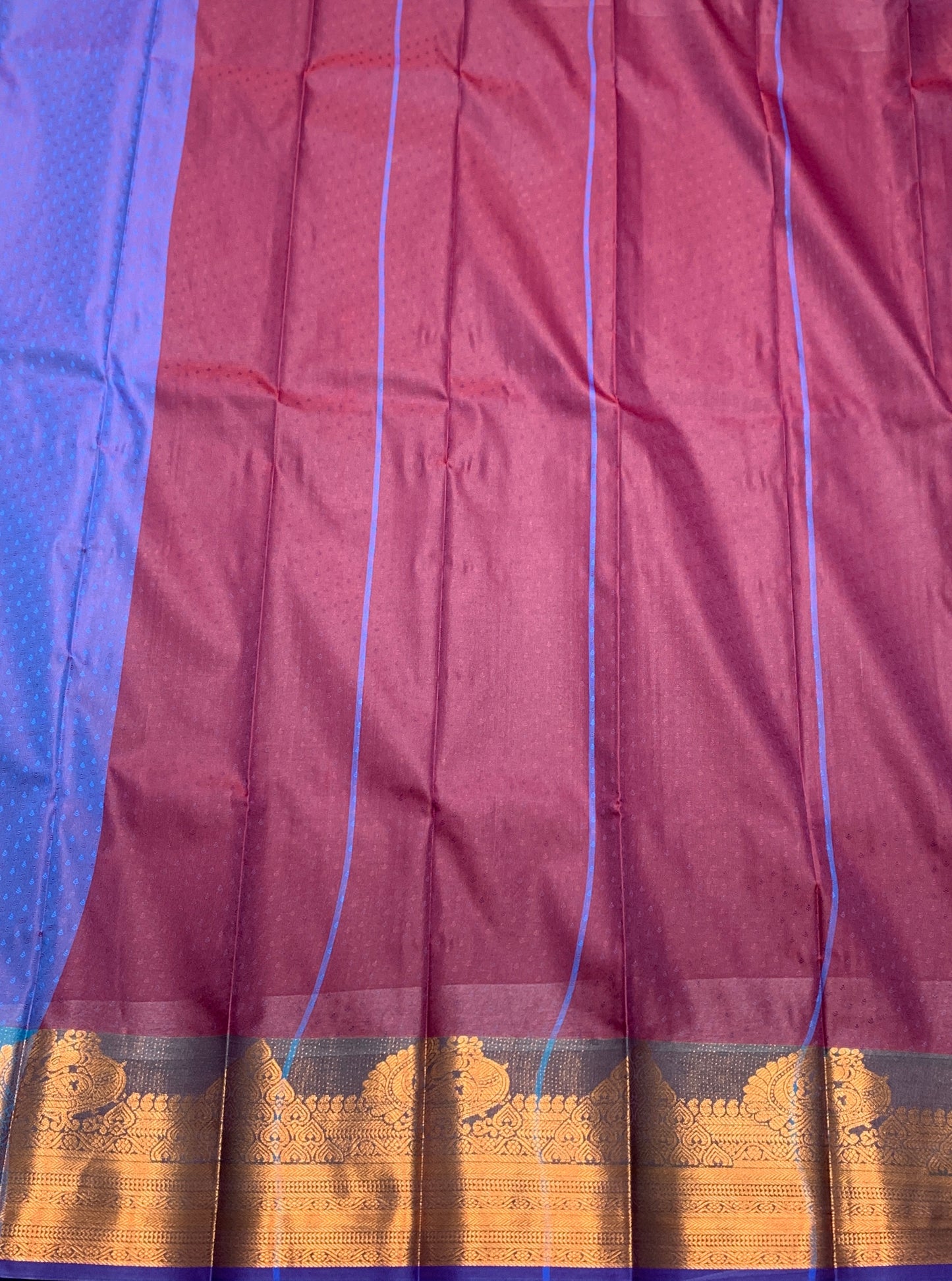 Synthetic Cotton Saree Lavender Colour with Copper Border