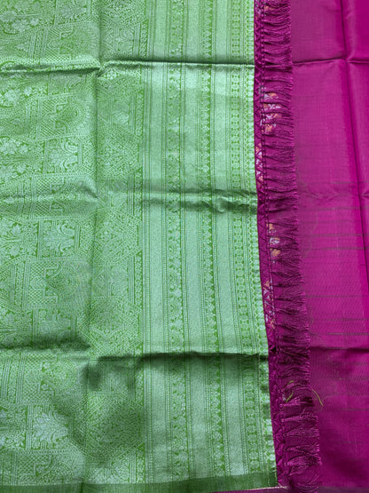 Paper Silk Saree Purple Colour with Border less