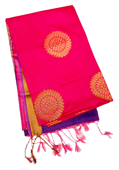 Soft Vegan Silk Saree Baby Pink shade with Floral Design