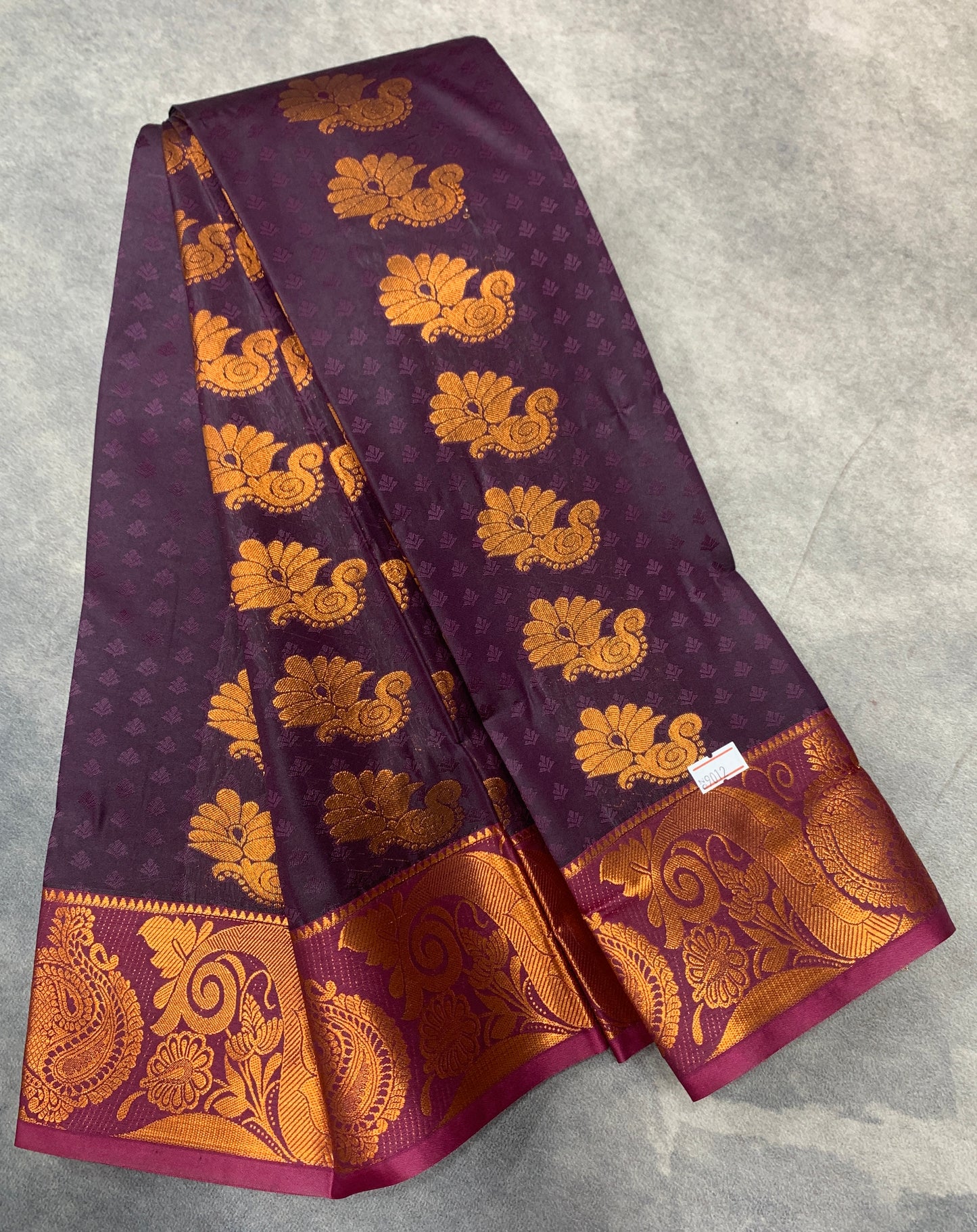 Vegan Silk Saree Navapalam Colour Saree with Copper Border