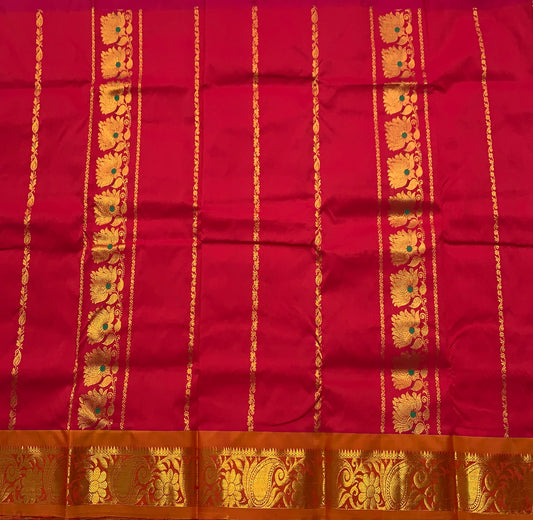 Redish Pink Shade Semi Silk Kids Pattu Pavadai with Contrast border for Age 2 to 5