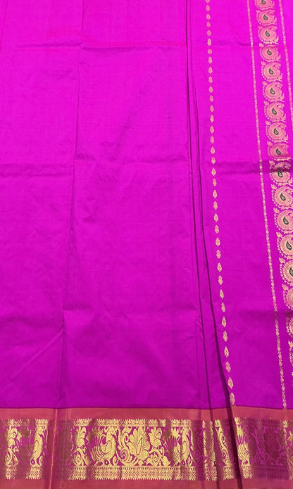 Pink shade Semi Silk Kids Pattu Pavadai with Contrast border for age above 10 years