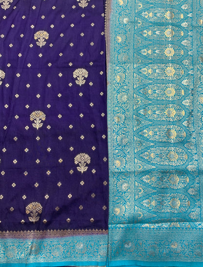 Soft Silk Casual Saree Blue Colour with Sky Blue Colour Border