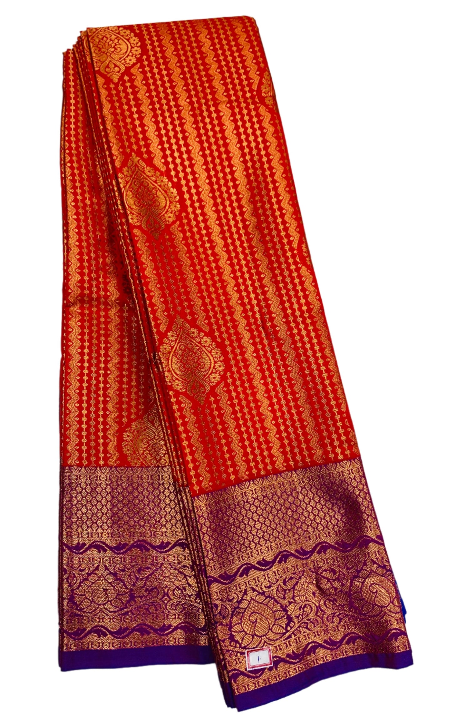 Vegan Silk Saree Red shade with Violet Border