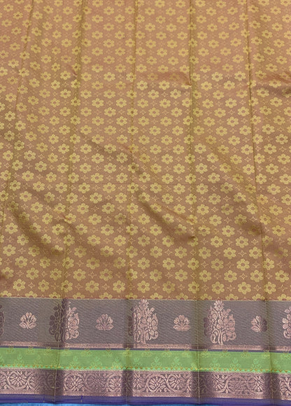 Synthetic Cotton Saree Mustard Colour with Copper Border