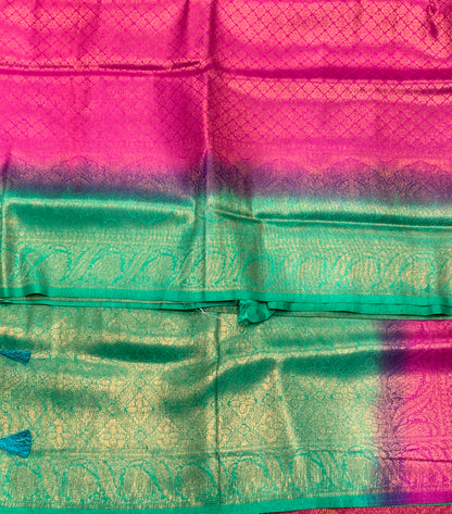 Soft Silk Saree Pink Colour with Sapphire Colour Pallu