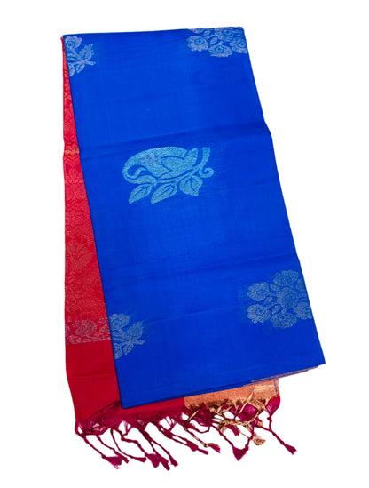 Soft Silk Saree Blue Colour with Copper border