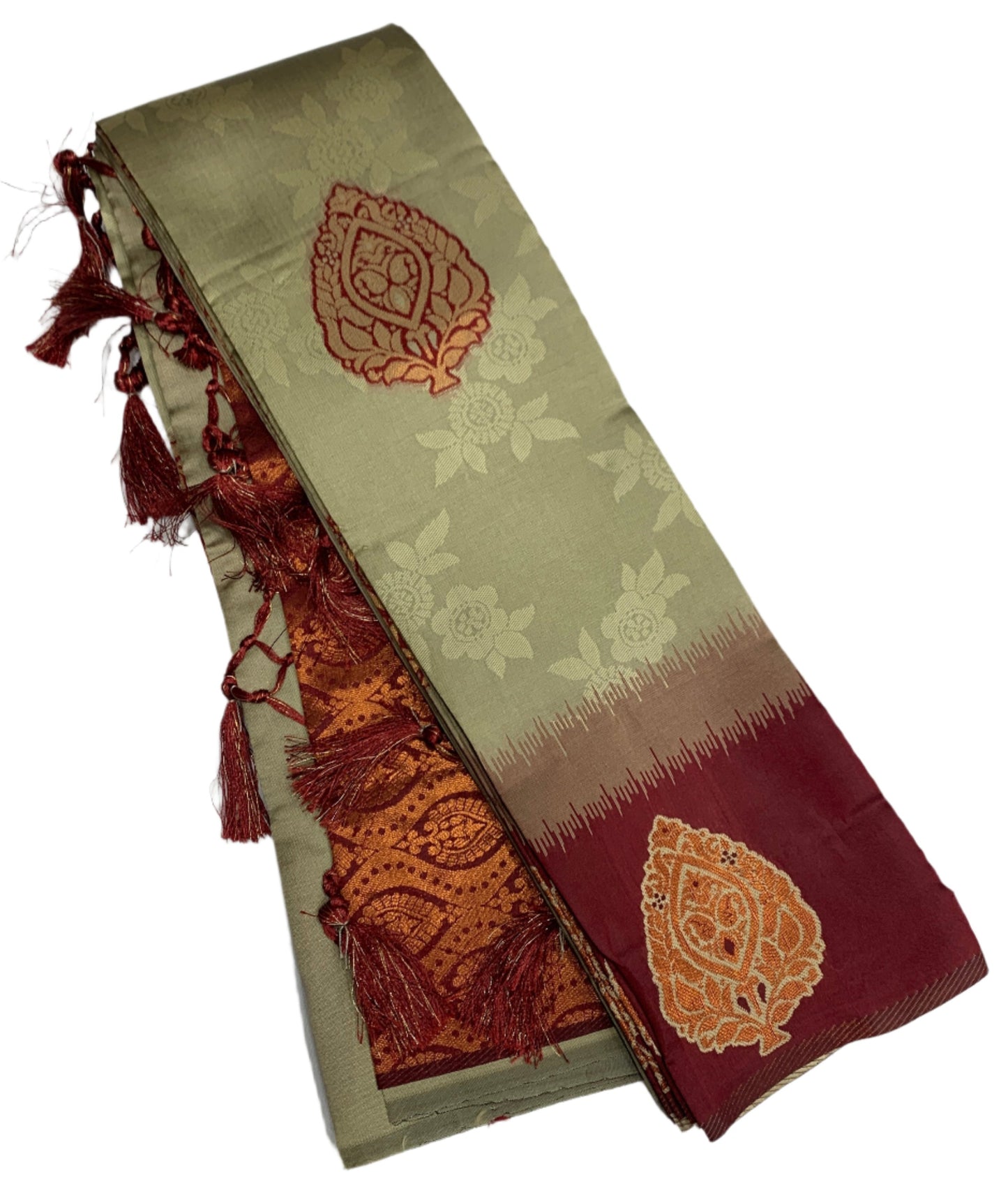 Art Silk Saree Tussar Colour with Maroon Border