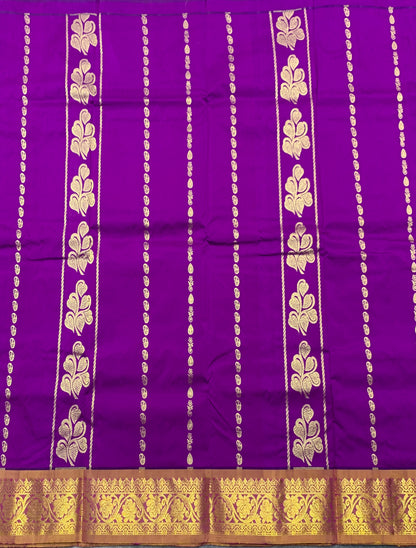 Magenta Shade Semi silk Kids Pattu Pavadai with Contrast border for age 5 to 10