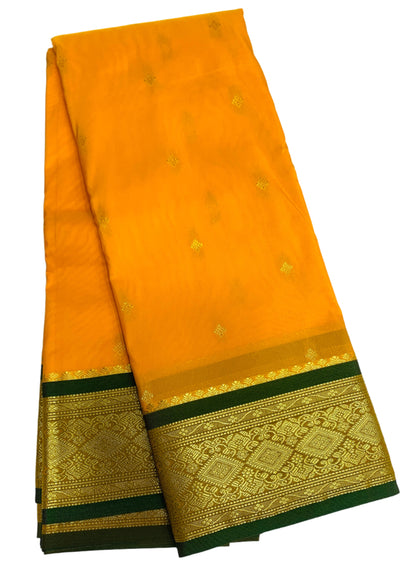 Light Yellow Shade Saree with Golden and Green Border