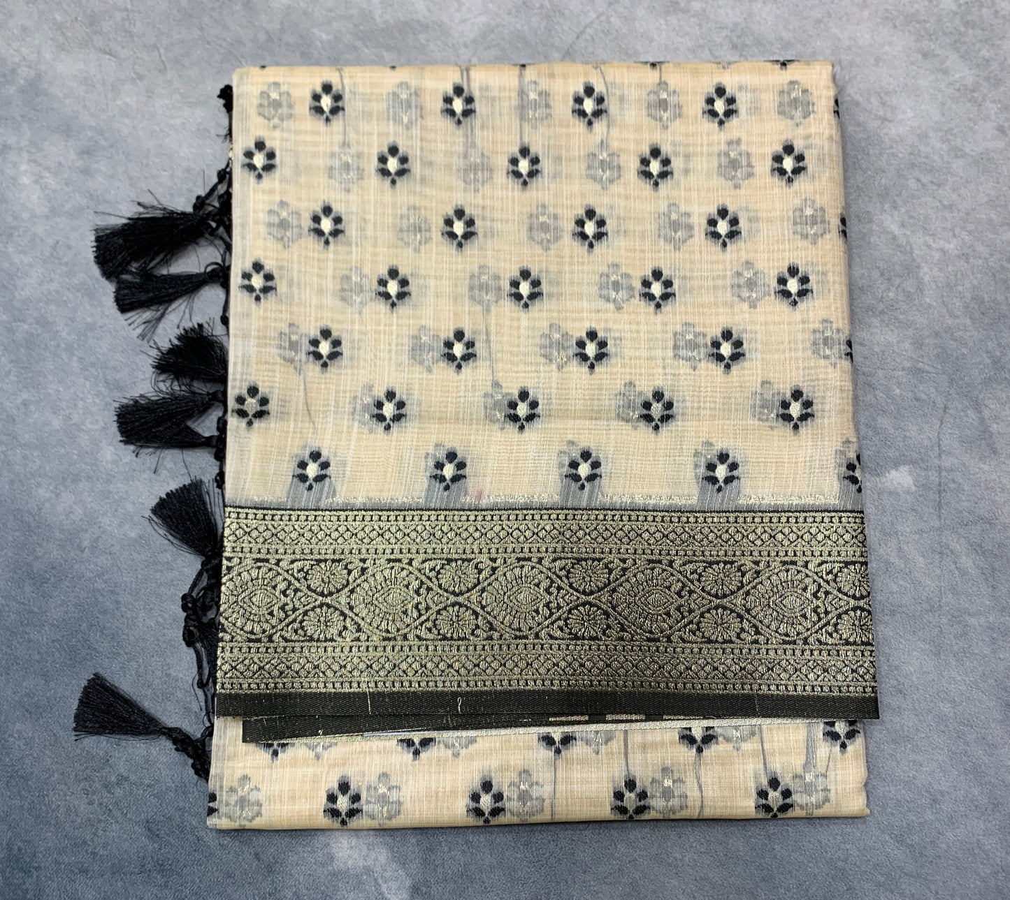 Banaras Katan Saree Tussar Colour with Katan Work Border