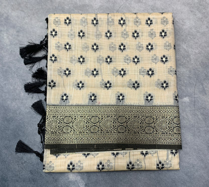 Banaras Katan Saree Tussar Colour with Katan Work Border