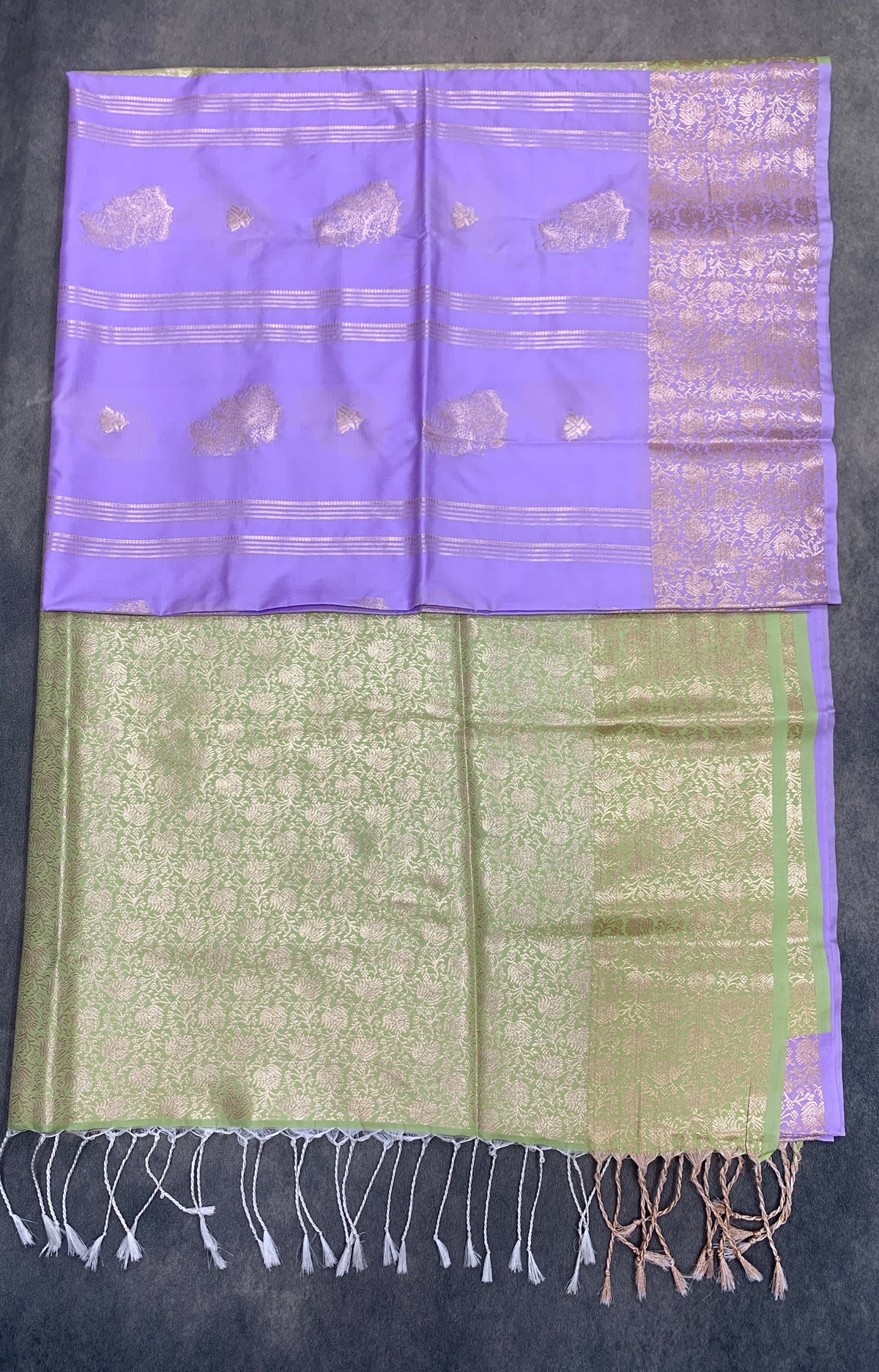 Art Silk Saree Lavender Colour with Sliver Zari Border