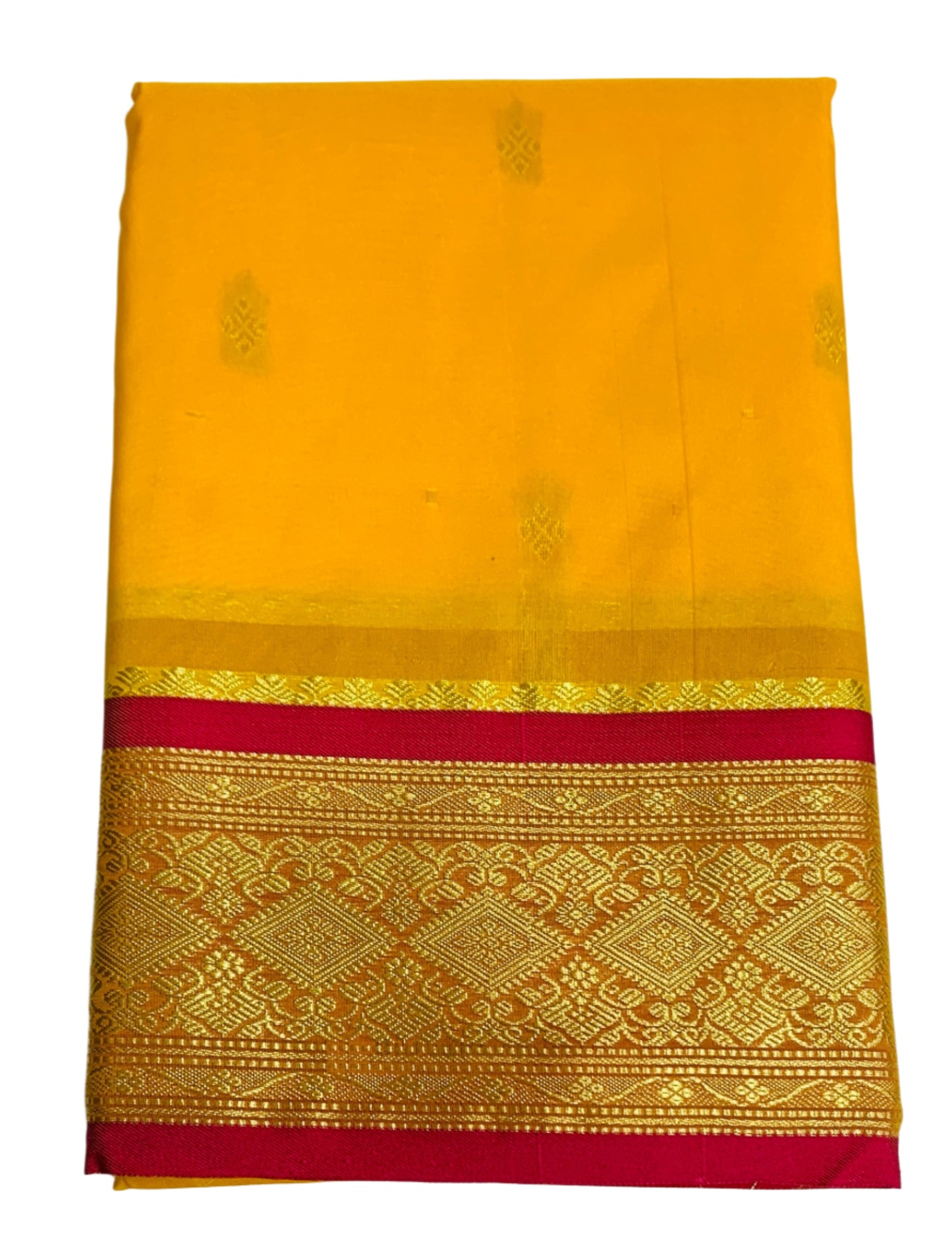 Yellow Shade Saree with Golden and Pink Border