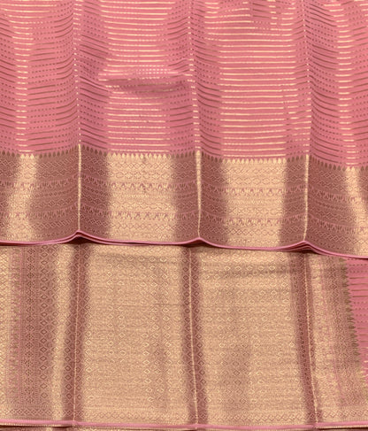 Georgette Saree Baby Pink Colour with Sliver Floral Design Border