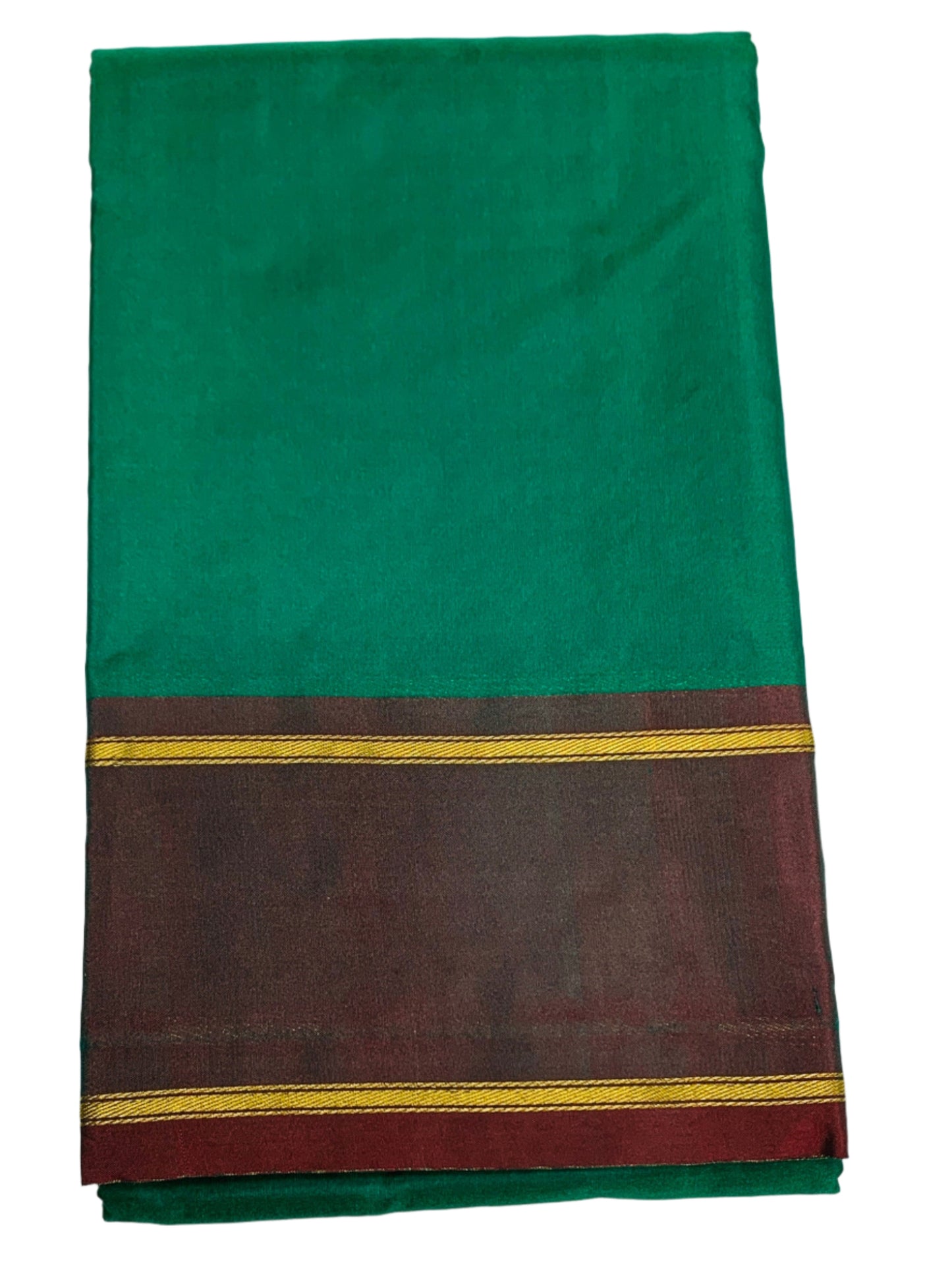 Arani Silk Saree Green Colour with Wine Maroon and Golden Border