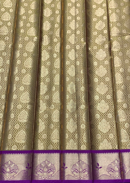 Vegan Silk Saree Golden Yellow Colour with Pink Border