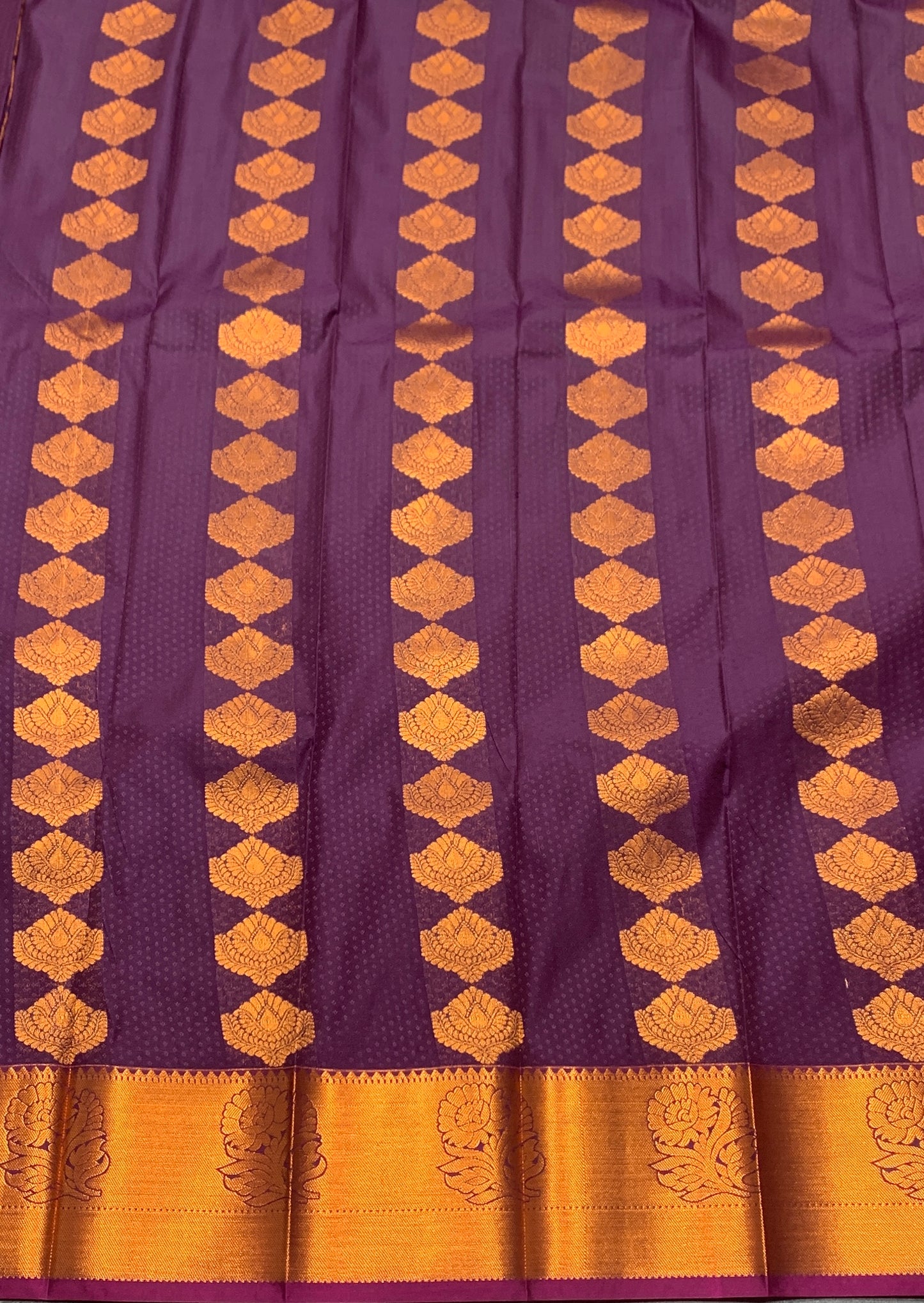 Vegan Silk Saree Violet Colour Saree with Copper Border