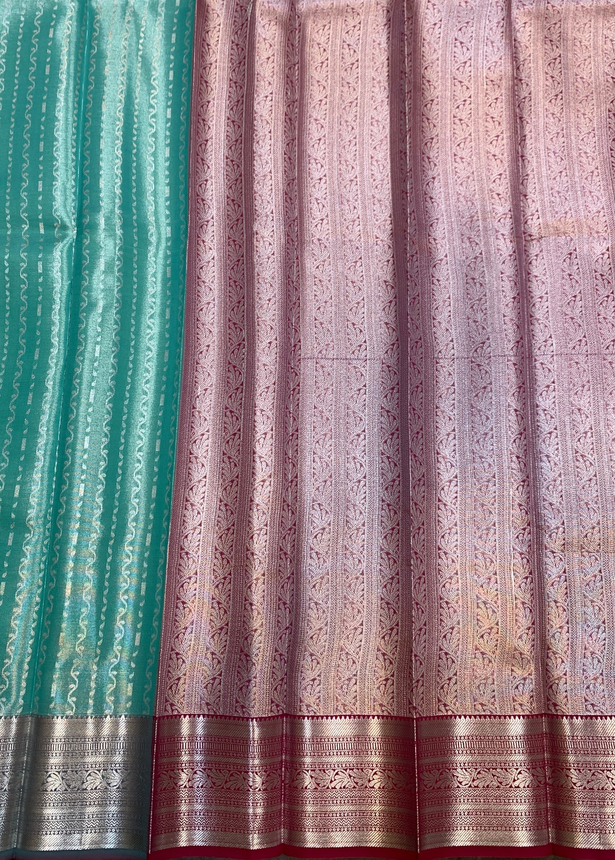Fancy Tissue Saree Sapphire Colour with Self Design Border