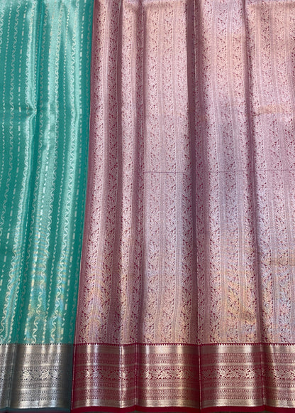 Fancy Tissue Saree Sapphire Colour with Self Design Border