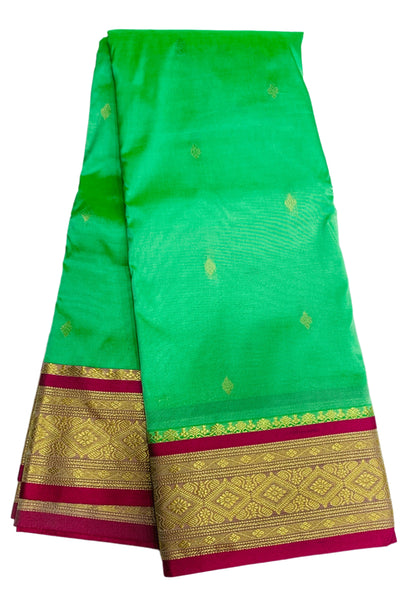 Bright Mint Shade Saree with Golden and Pink Border