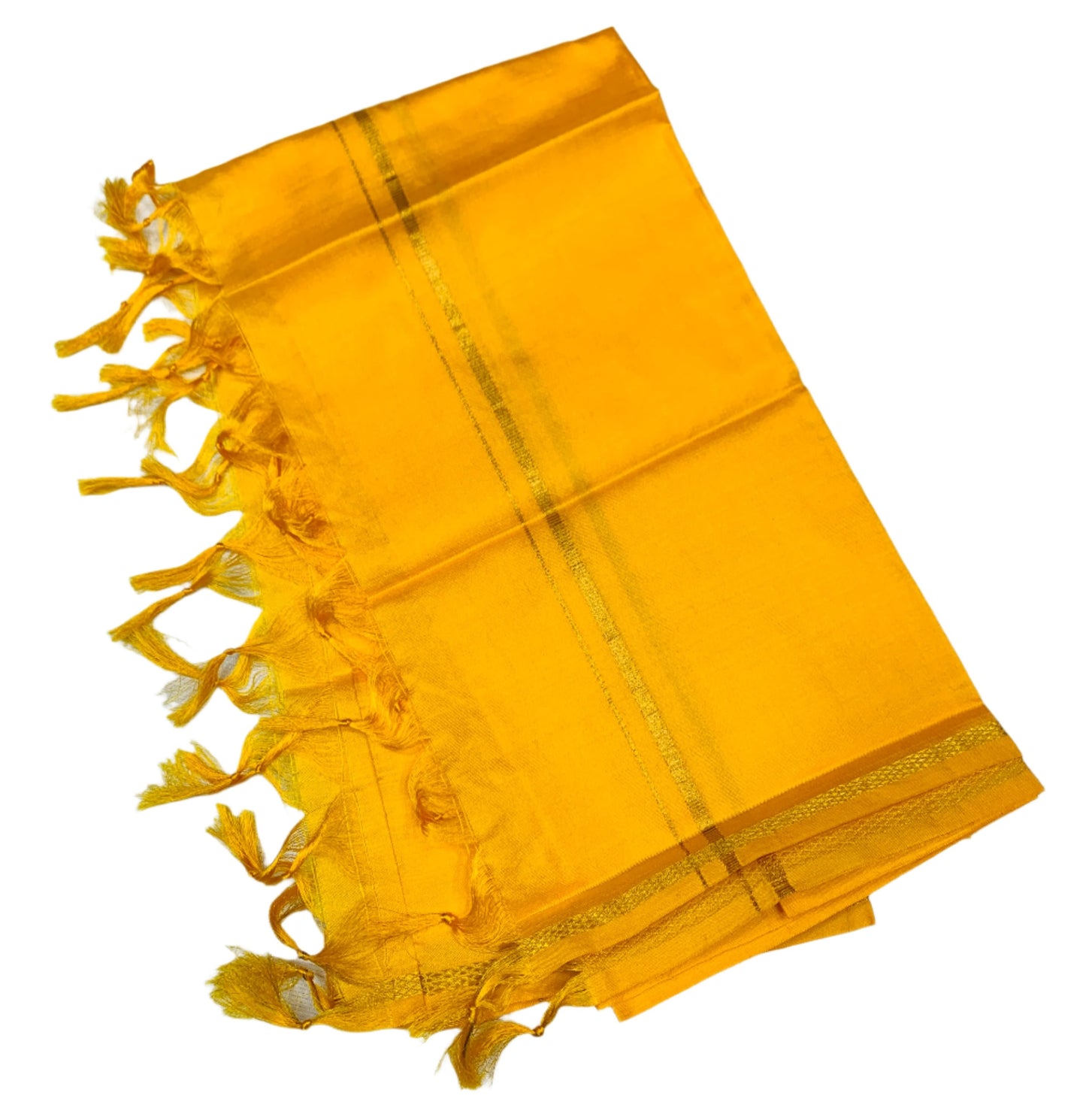 Silk Pooja Towel Yellow Colour