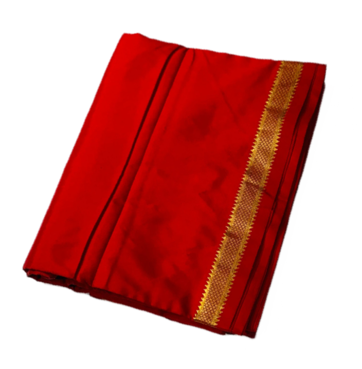 9 yards Pure Kanchipuram Silk Saree Red Colour