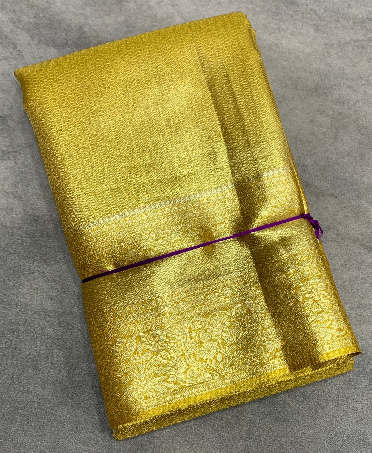 Fancy Tissue Saree Golden Colour with Self Colour Border