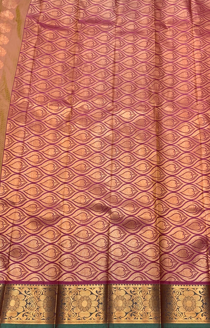 Vegan Silk Saree Brown Colour Saree with Copper Border