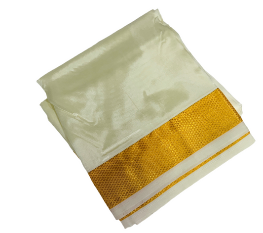 Art Silk Dhoti 8 Mulam Cream Colour Small Border