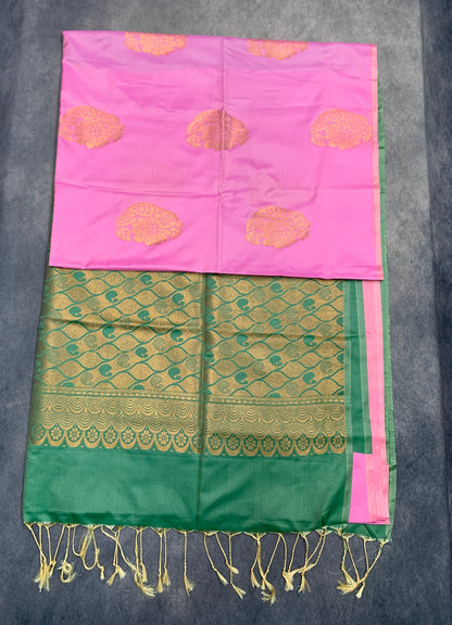 Art Silk Saree Baby Pink Colour with Borderless