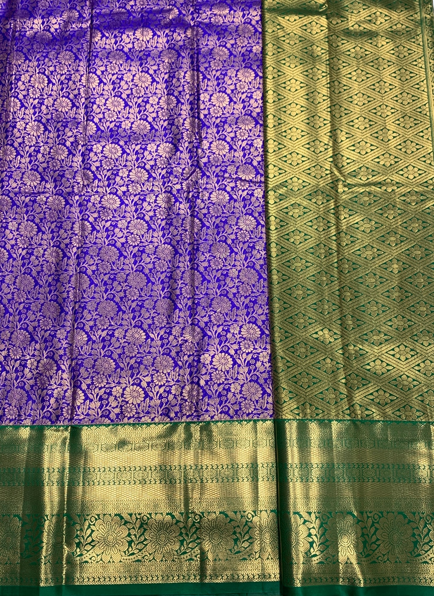 Blue Colour Semi Silk Saree with Big Green Border