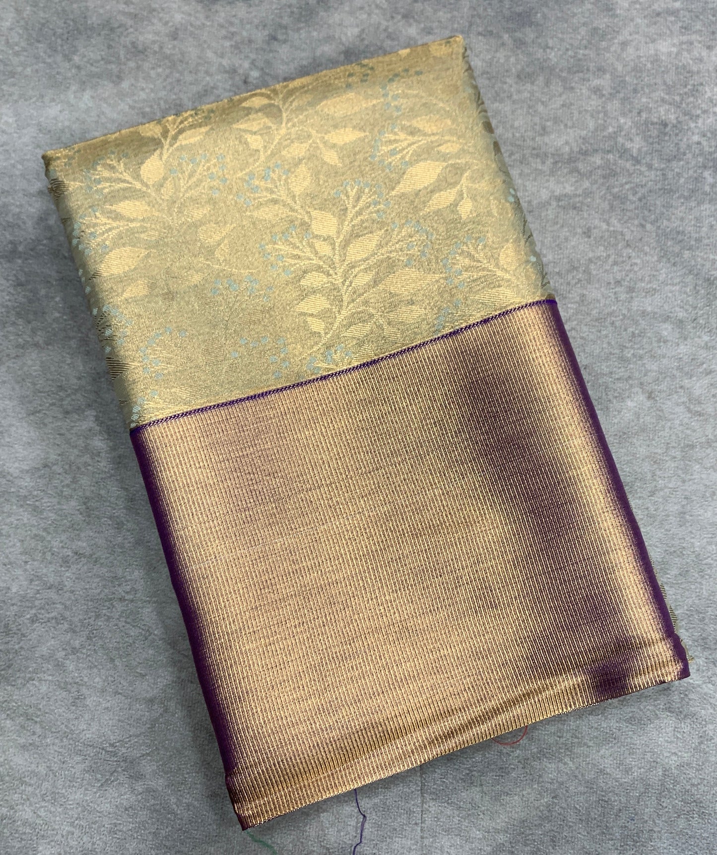 Fancy Tissue Saree Light Blue Colour with Violet Colour Border