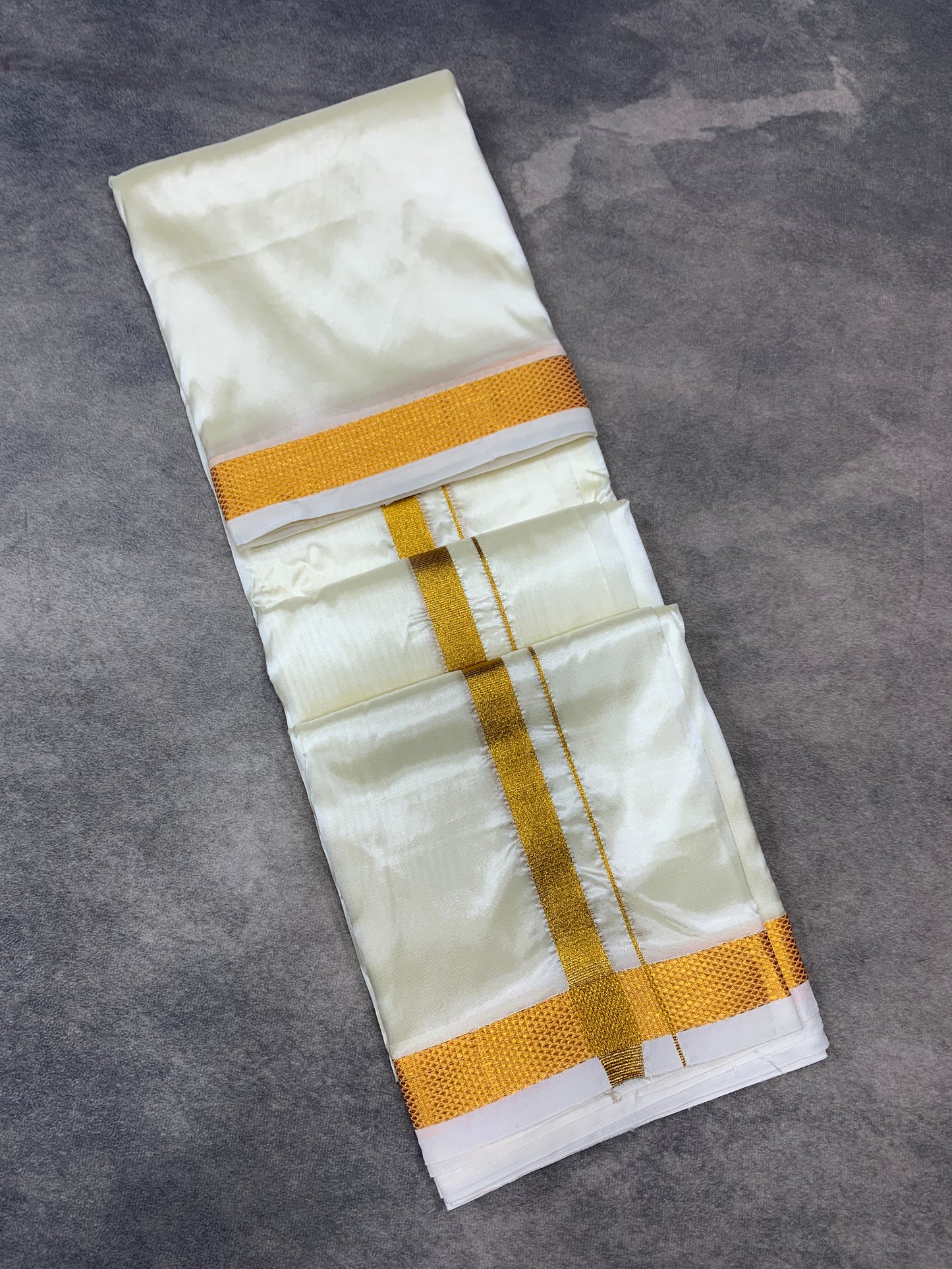 Art Silk Dhoti 8 Mulam Cream Colour Small Border