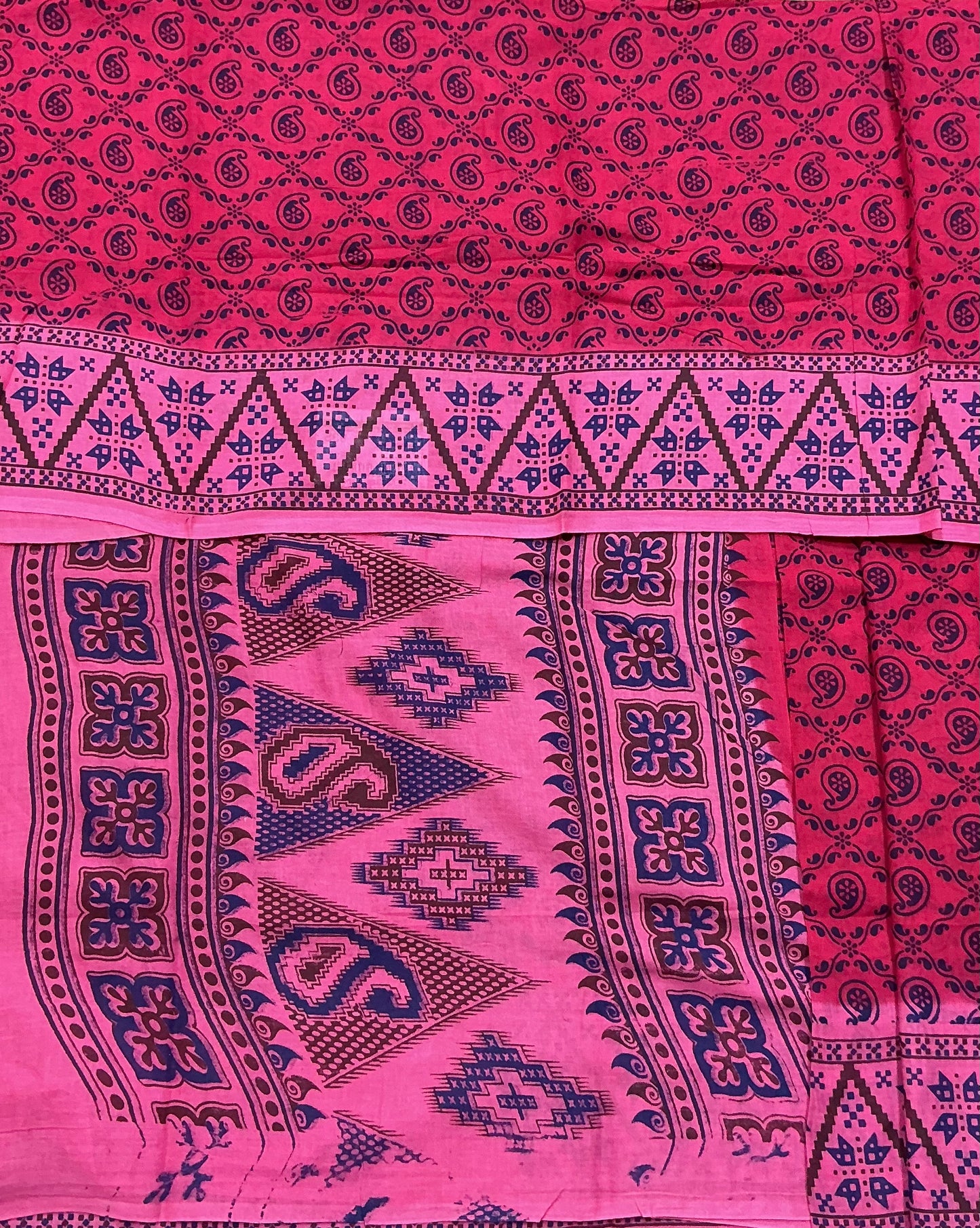 MulMul Cotton Rani Pink Colour with Baby Pink Colour Border