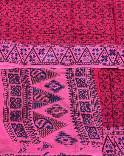 MulMul Cotton Rani Pink Colour with Baby Pink Colour Border