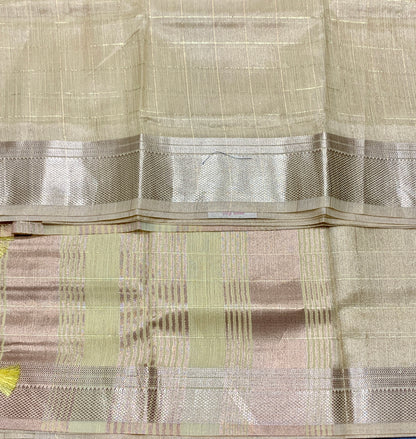 Banaras Katan Saree Golden Colour with Katan Work Border