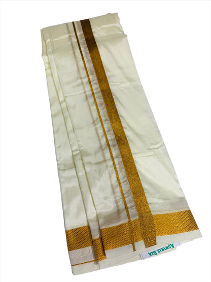 Art silk Dhoti 8 Mulam Cream Colour Small Border