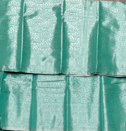 Fancy Tissue Saree Light Sapphire Colour with Self Design Border