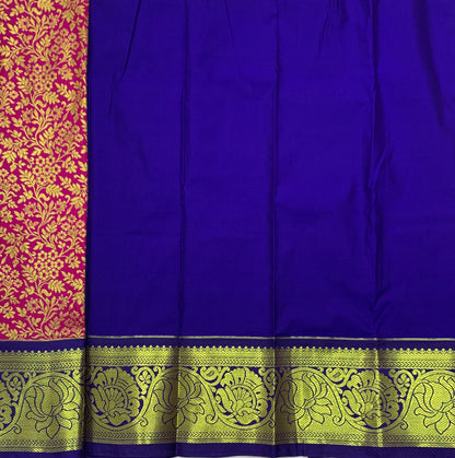 Pink Shade Vegan Silk Kids Pattu Pavadai with Contrast Border for Newborn to 2 Years