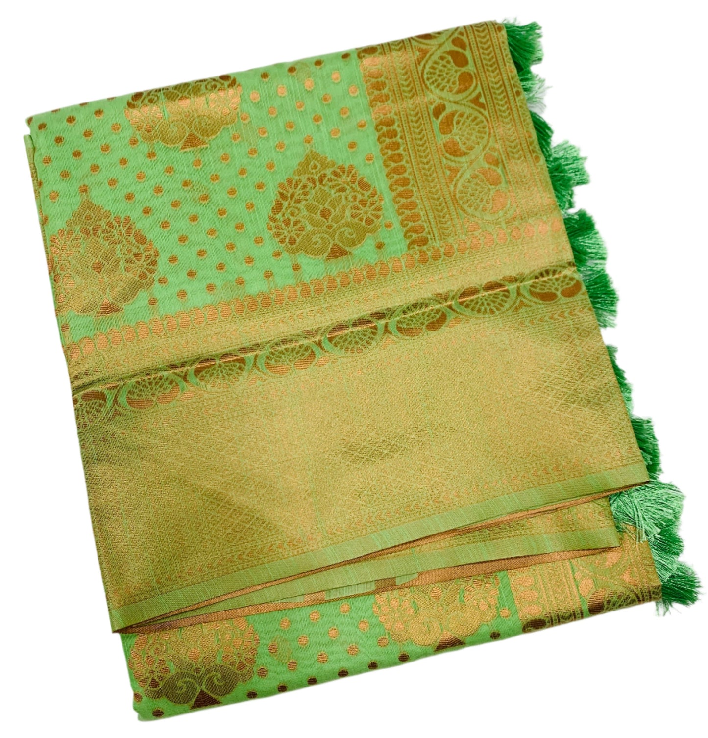 Banaras Katan Saree Pista Green Colour