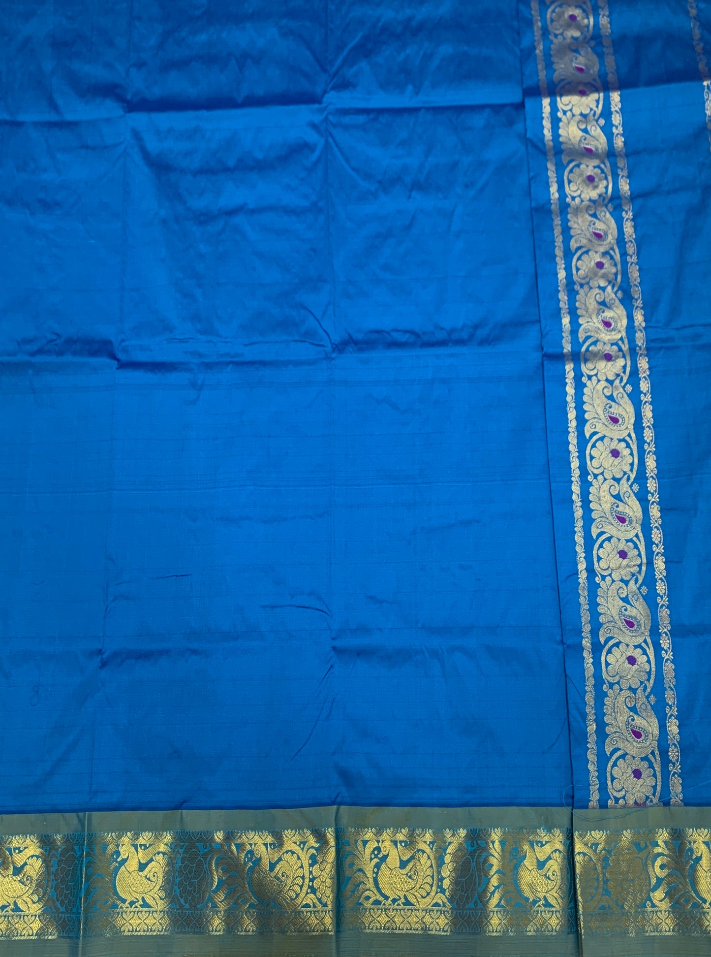 Sky Blue shade Semi Silk Kids Pattu Pavadai with Self Border for age above 10 years