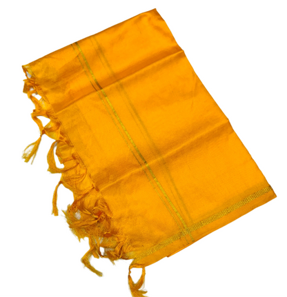 Silk Pooja Towel Yellow Colour