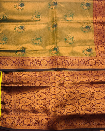 Art Silk Saree Green Colour with Maroon Border