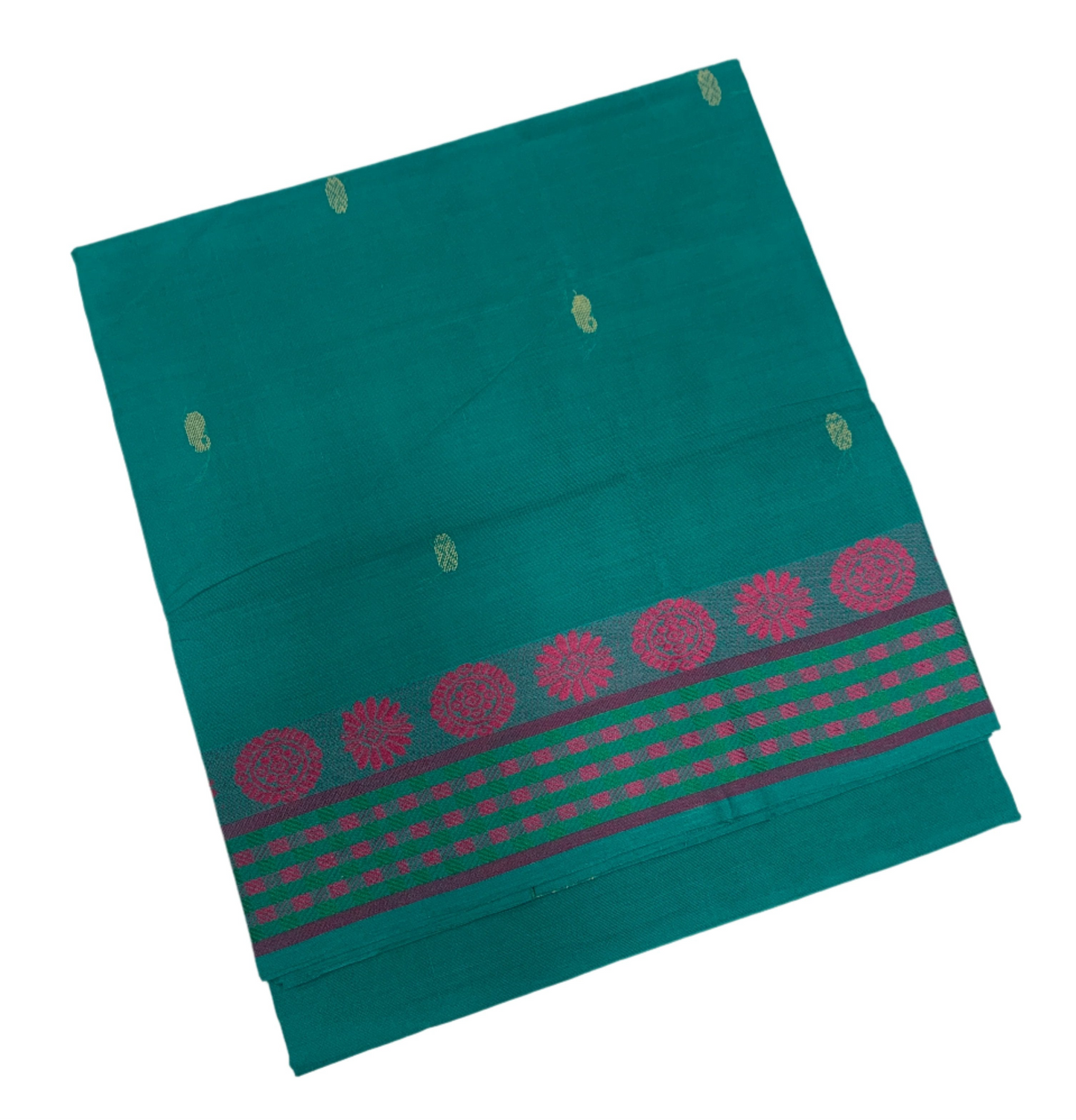 Chettinad Cotton Saree Rama Green Shade with Green Border