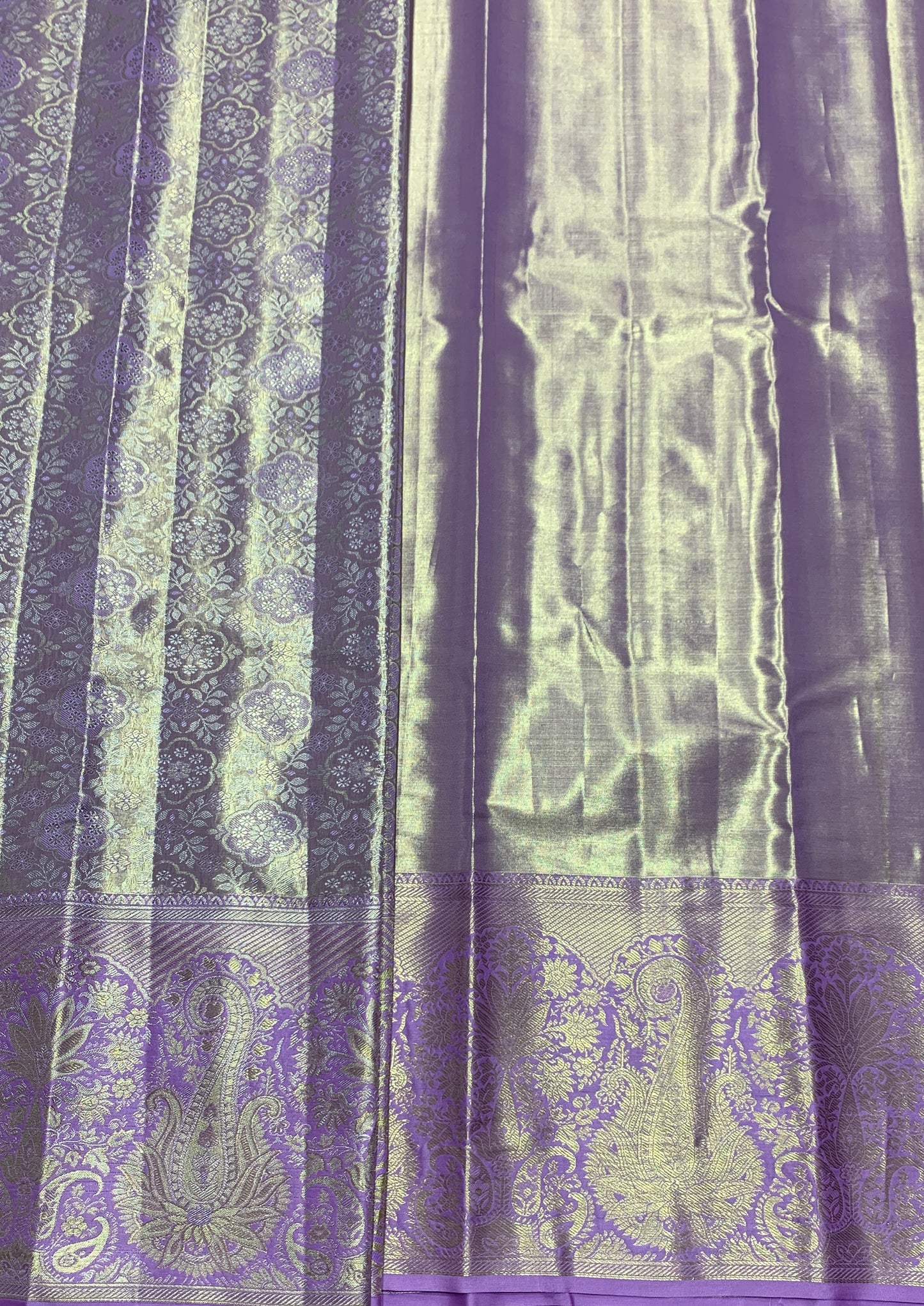 Light Lavender Colour Soft Kanchi Tissue Pattu Saree with Self Colour Border