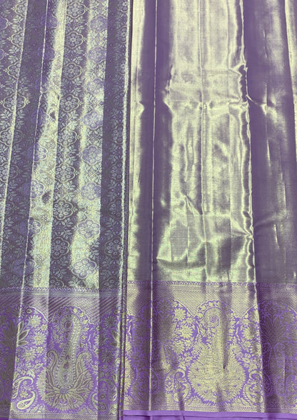 Light Lavender Colour Soft Kanchi Tissue Pattu Saree with Self Colour Border