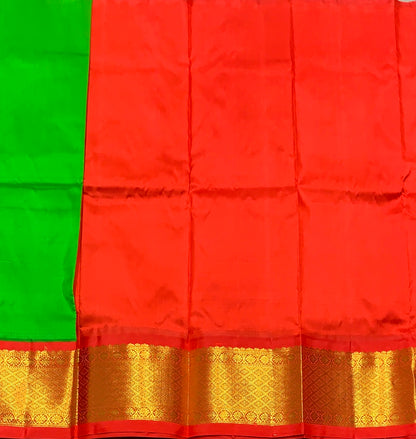 Light Green shade Pure Kanchipuram Kids Pattu Pavadai with Contrast Border for Newborn to 2 Years