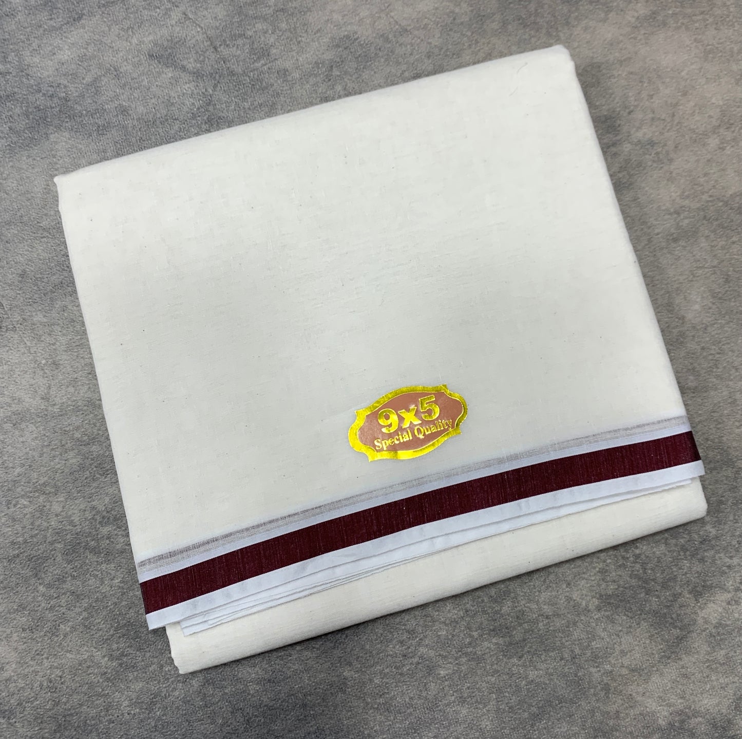 9X5 Cotton Dhoti White Colour with Maroon Colour Border