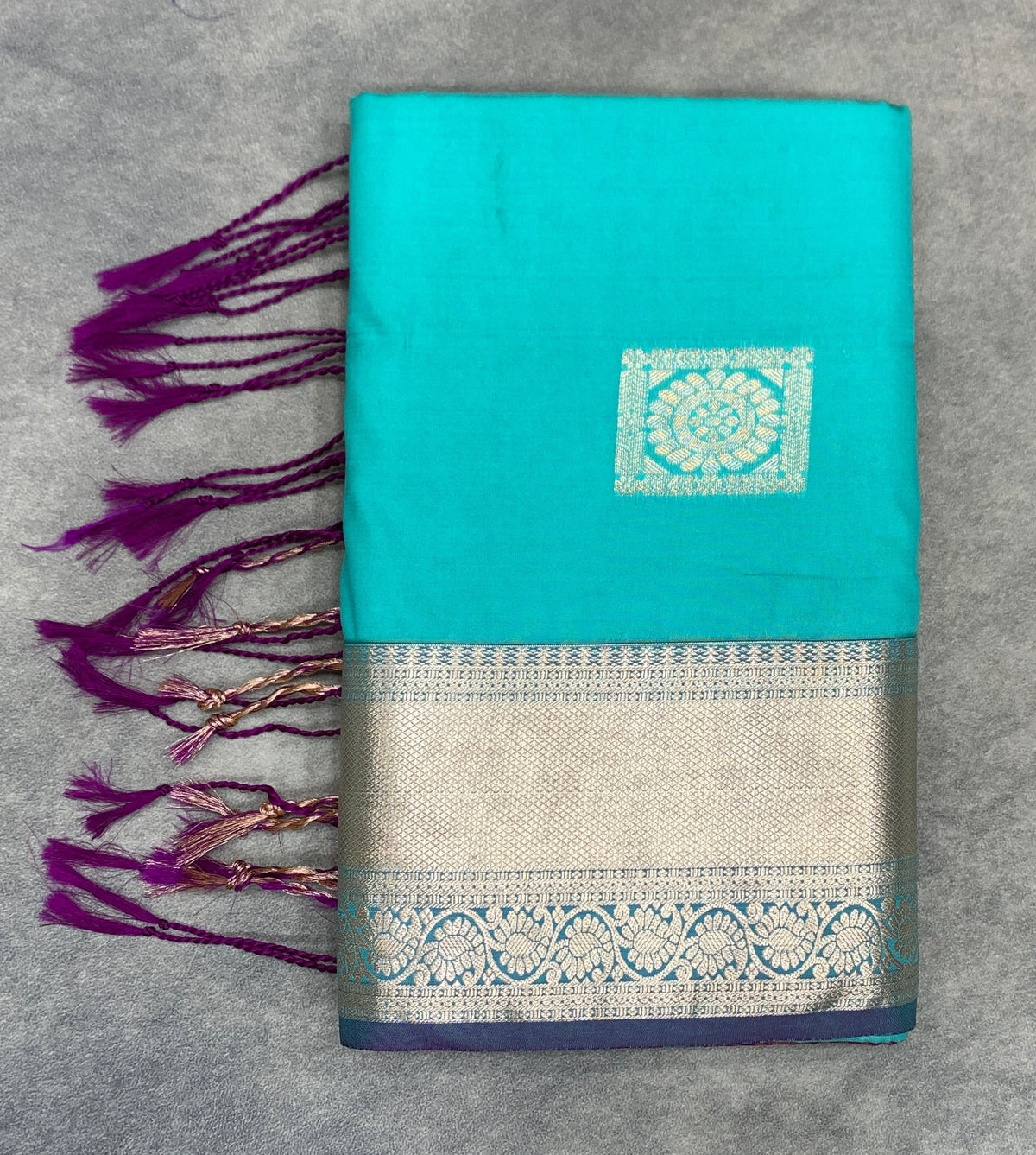 Art Silk Saree Sapphire with Copper Zari Border